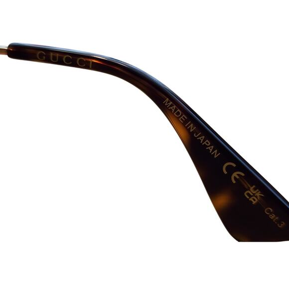 Gucci Aviator Sunglasses, Gold Metal Frame with Green & Red Web, NIB - Picture 3 of 9